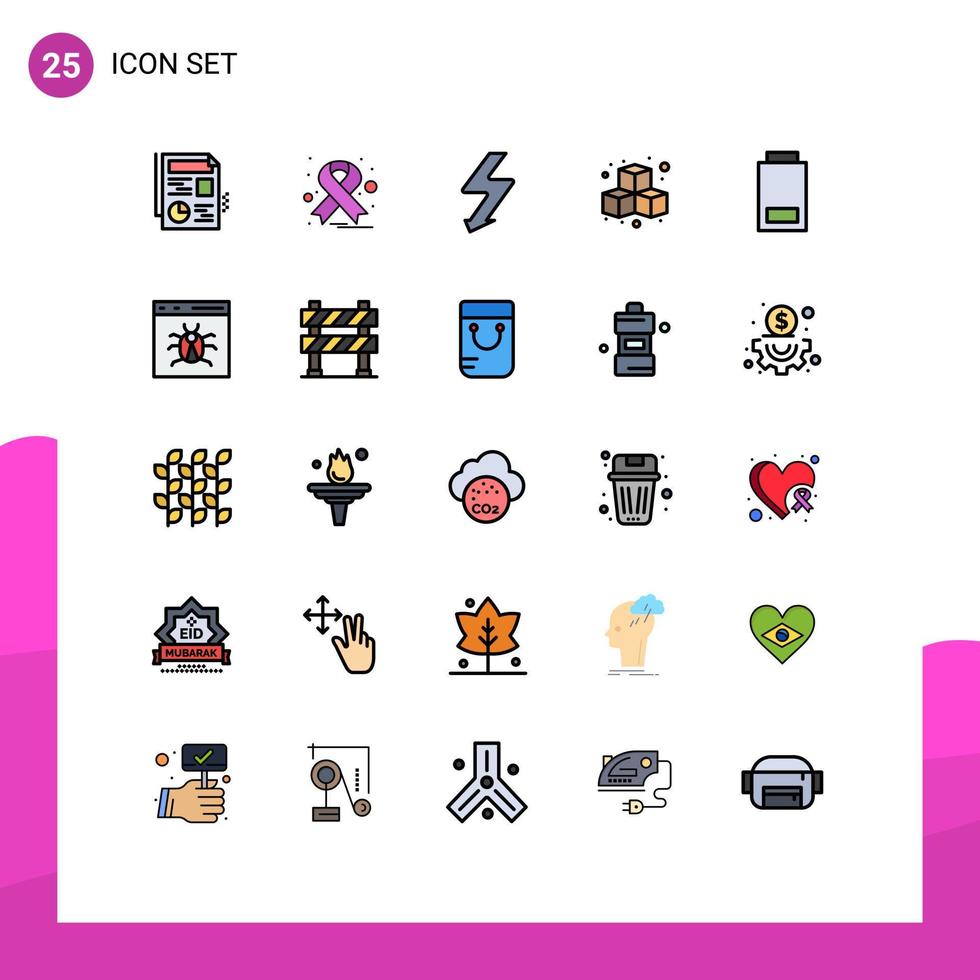 25 Universal Filled line Flat Colors Set for Web and Mobile Applications app low photo devices play Editable Vector Design Elements