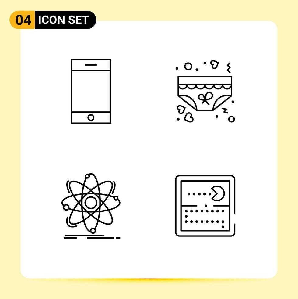 Universal Icon Symbols Group of 4 Modern Filledline Flat Colors of device science clothing underwear physics Editable Vector Design Elements