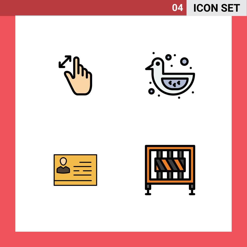 Set of 4 Vector Filledline Flat Colors on Grid for expand license to work magnification duck card Editable Vector Design Elements