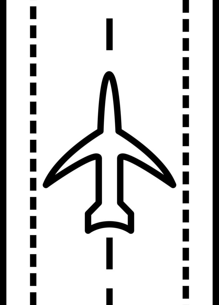 avión en el icono de la línea de la pista vector