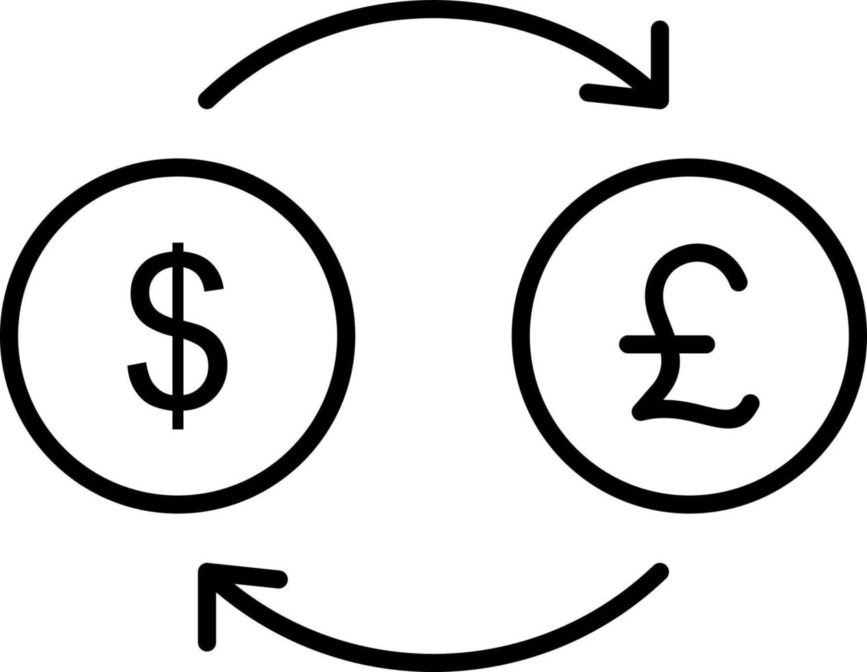 icono de línea de dólar a libra vector