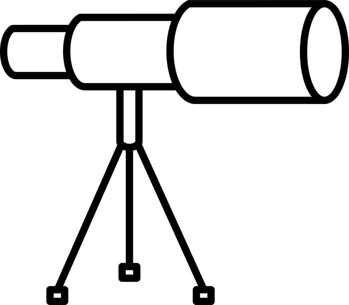 telescopio en el icono de la línea de soporte vector