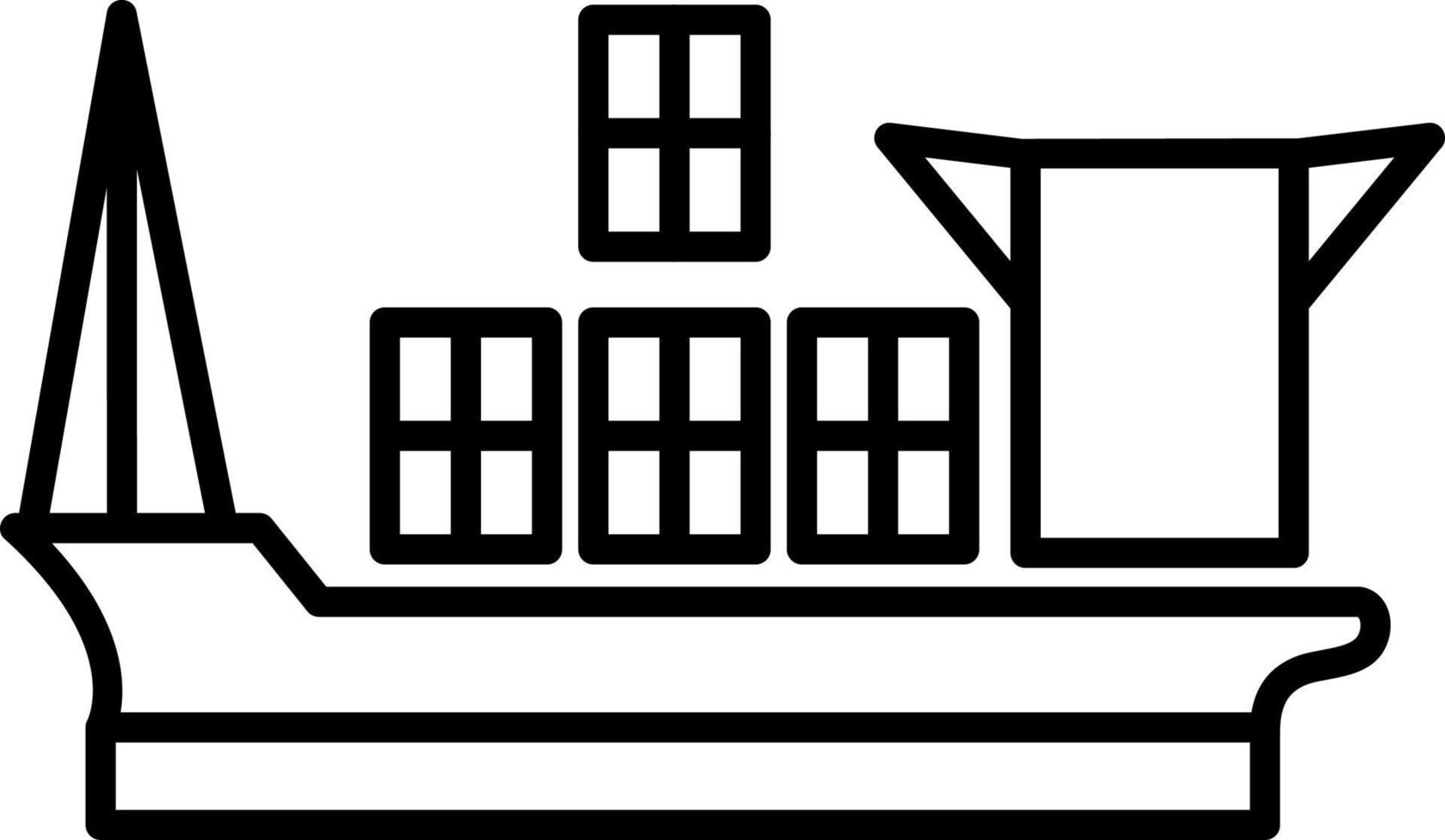 icono de línea de barco de carga vector