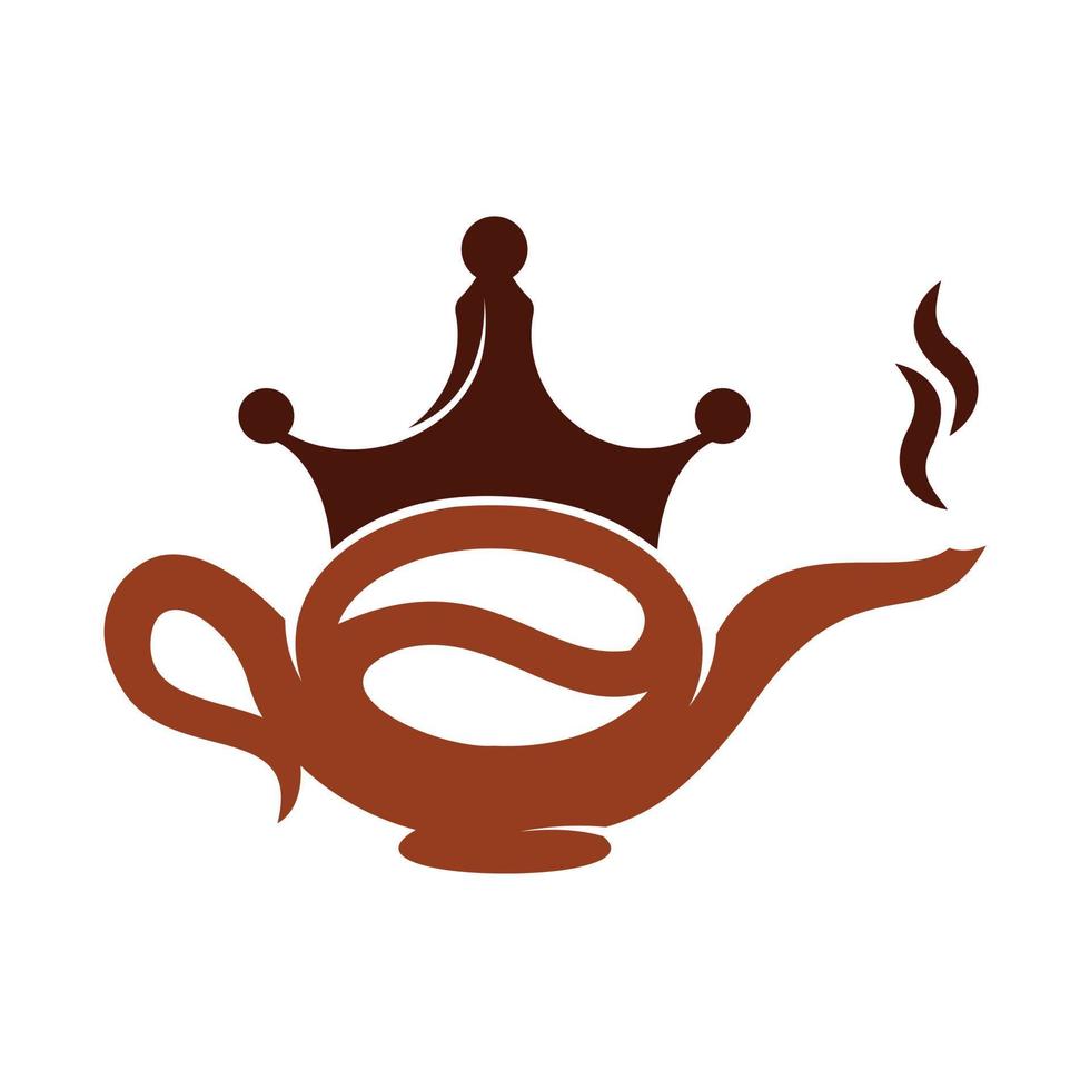 Coffee King Kettle logo design icon template.  Crown Coffee pot design vector. vector