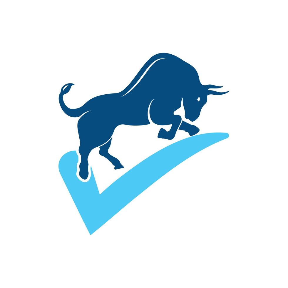 Bull approve logo design. Check mark bull logo vector. vector