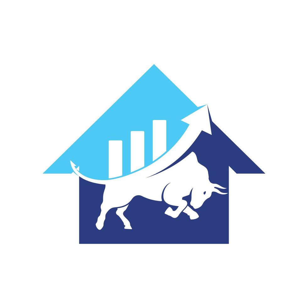 Bull with chart bar logo design. Finance vector logo design.