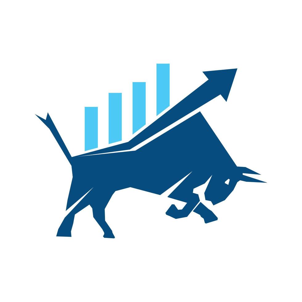 Bull with chart bar logo design. Finance vector logo design.