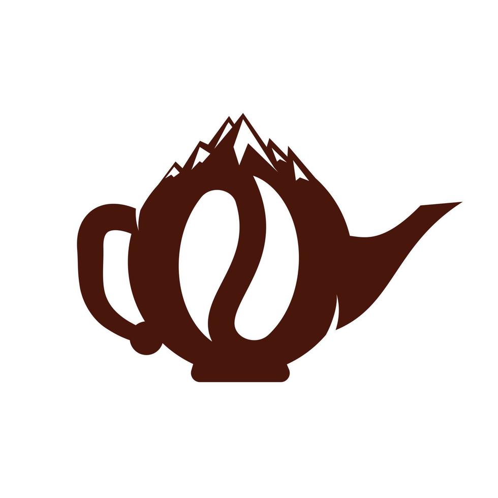 Coffee Mountain Kettle logo design icon template.  Mountain Coffee pot design vector. vector