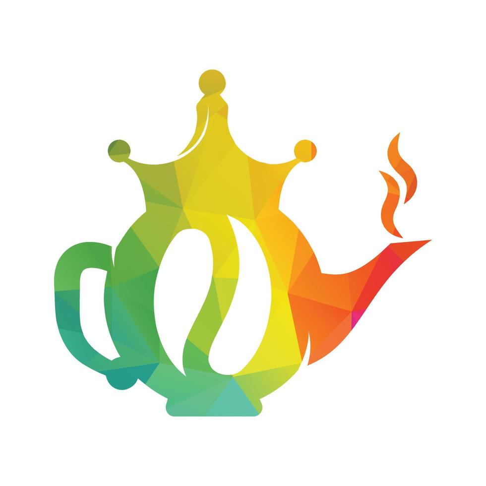 plantilla de icono de diseño de logotipo de hervidor de café rey. vector de diseño de cafetera de corona.