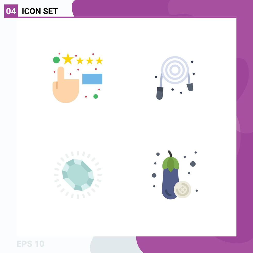 4 User Interface Flat Icon Pack of modern Signs and Symbols of customer satisfaction jewelry hose plumbing luxury Editable Vector Design Elements