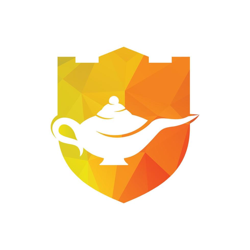 Genie magic lamp logo design vector. Lantern lamp logo template. vector