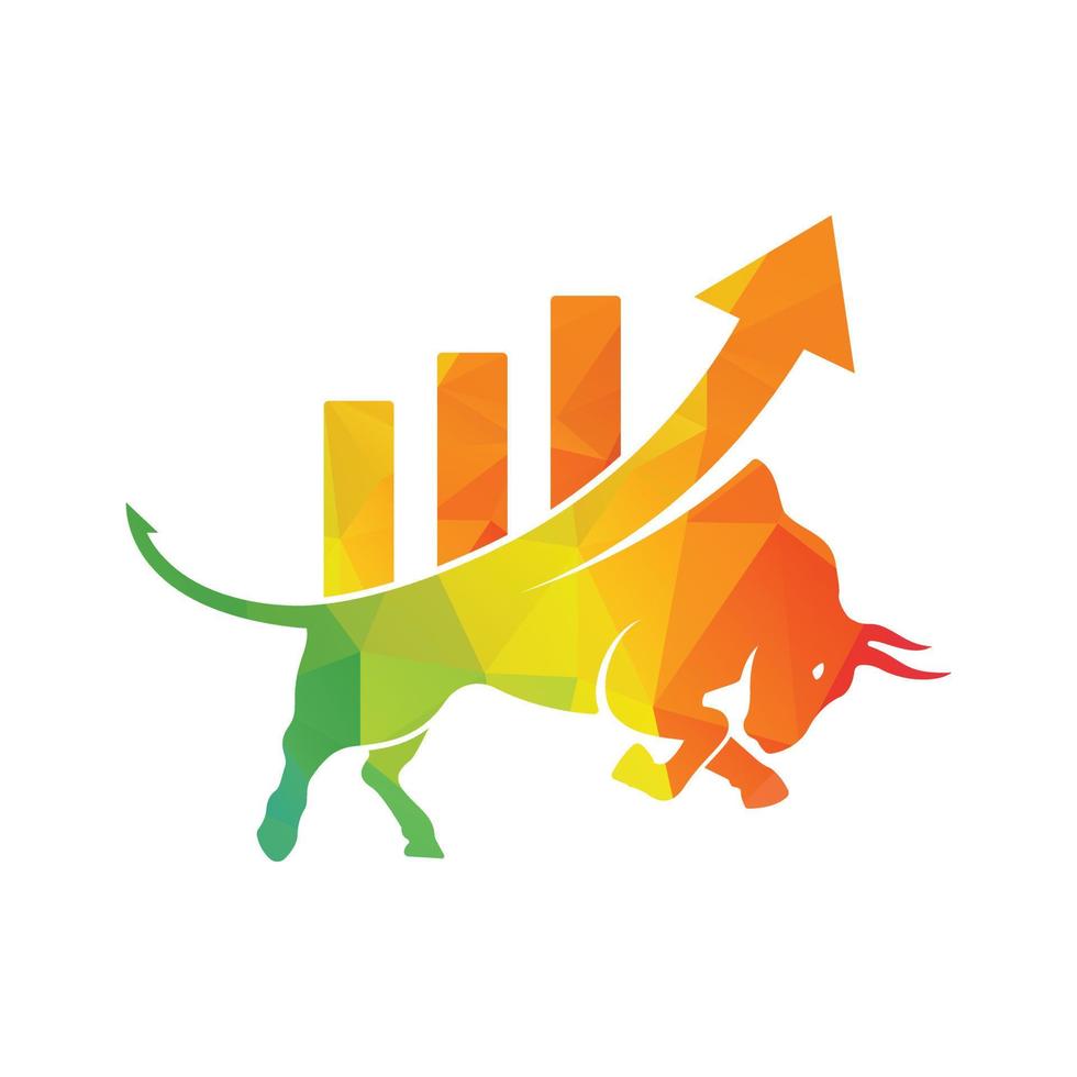 Bull with chart bar logo design. Finance vector logo design.