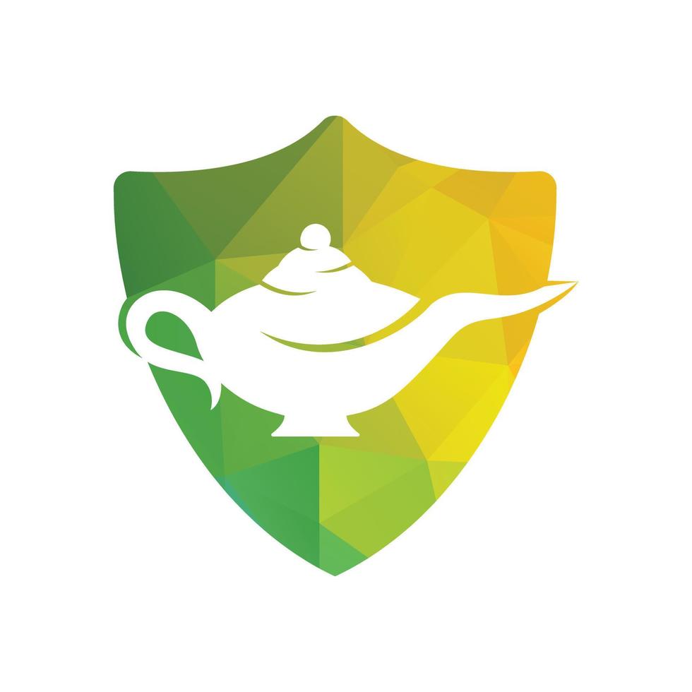 Genie magic lamp logo design vector. Lantern lamp logo template. vector
