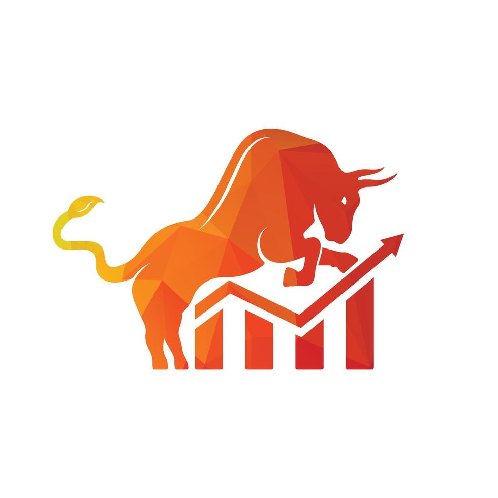 Bull with chart bar logo design. Finance vector logo design.