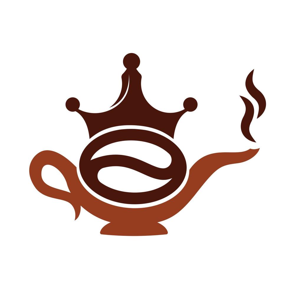 Coffee King Kettle logo design icon template.  Crown Coffee pot design vector. vector