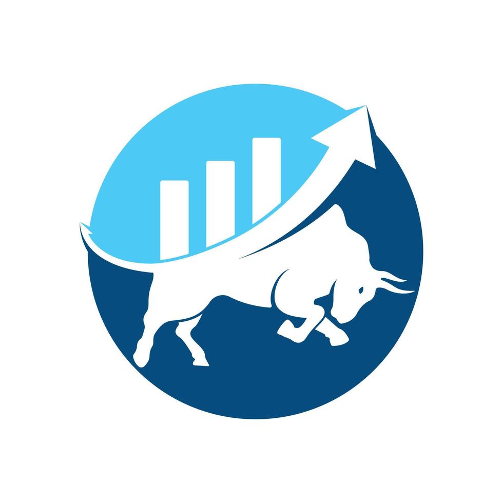 Bull with chart bar logo design. Finance vector logo design.