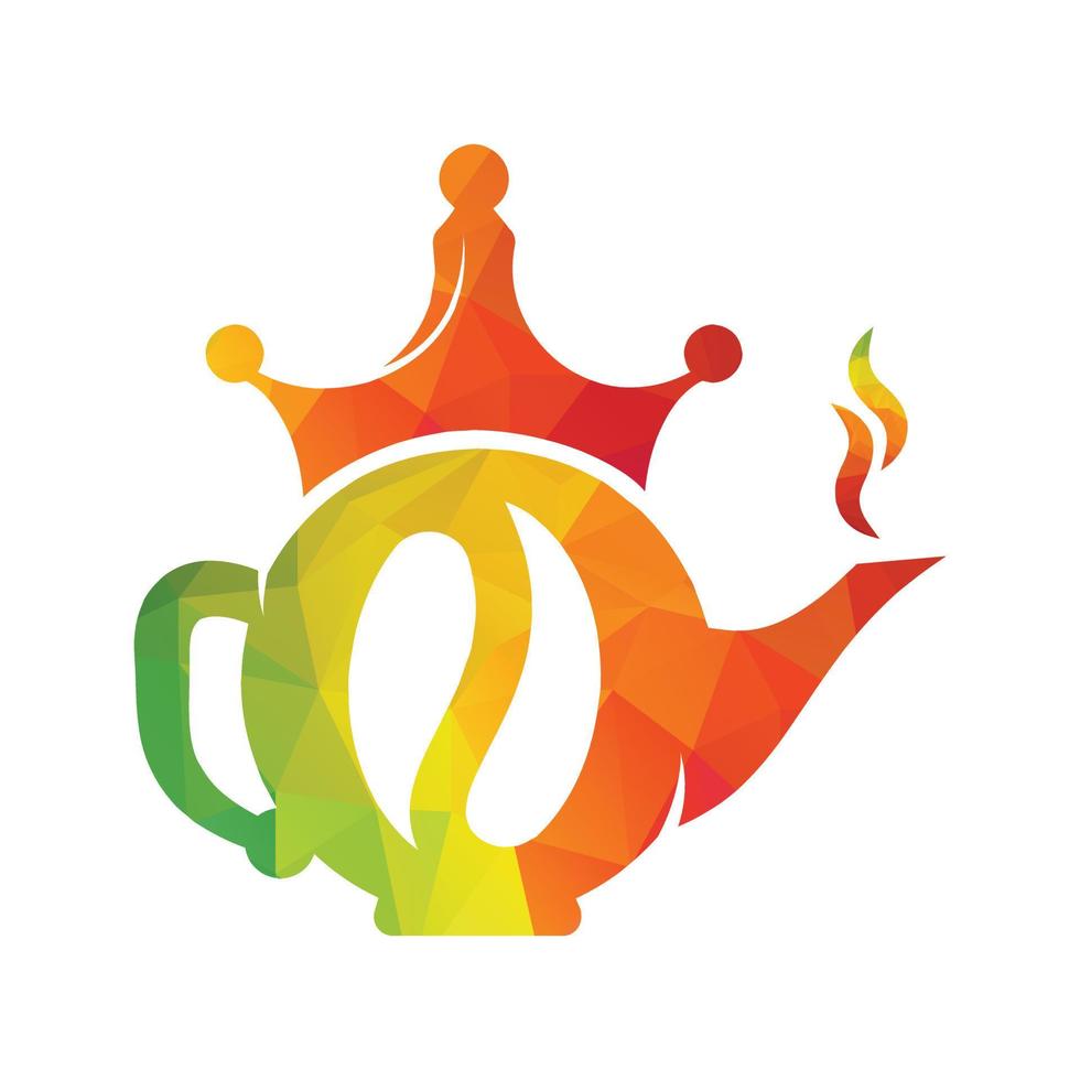 Coffee King Kettle logo design icon template.  Crown Coffee pot design vector. vector