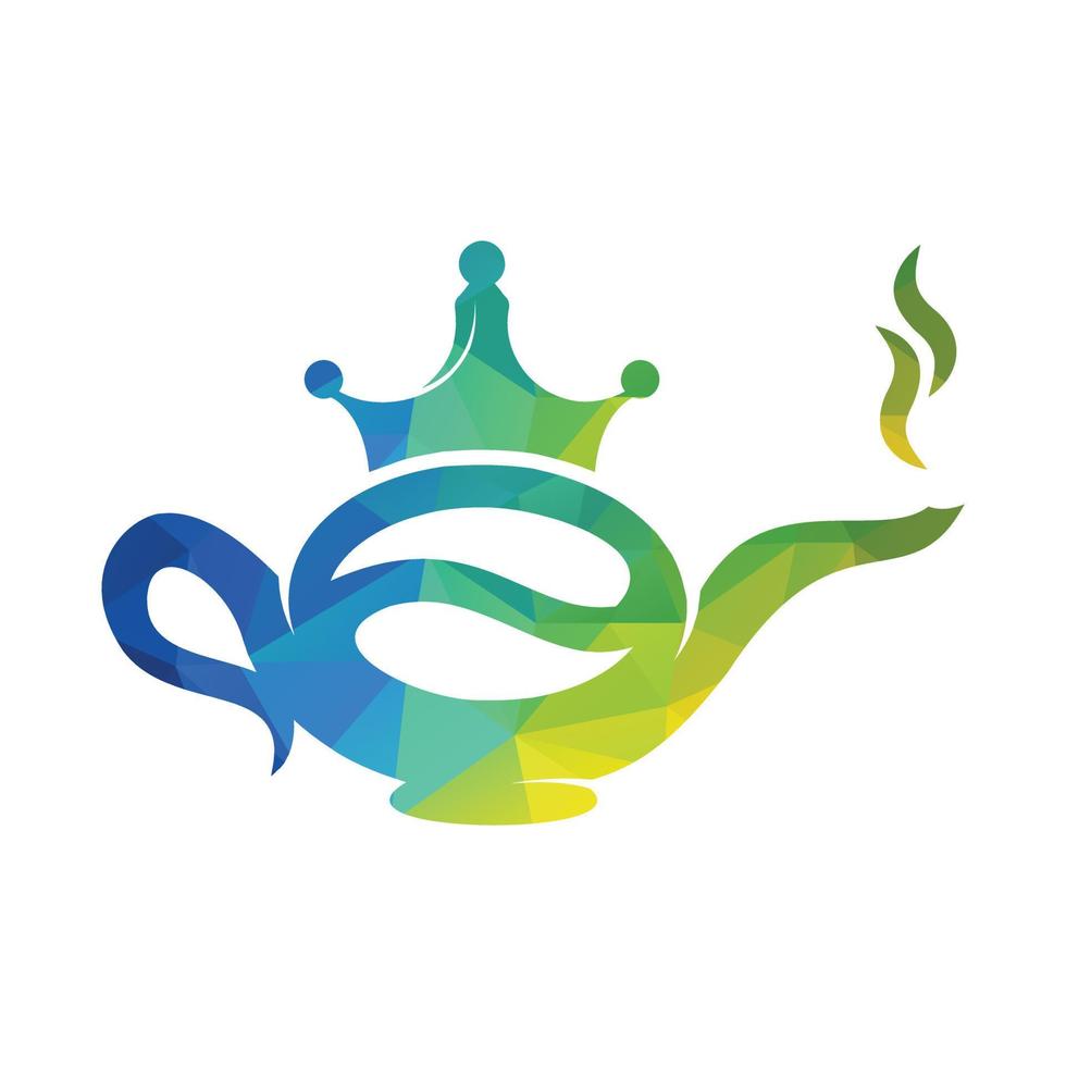 Coffee King Kettle logo design icon template.  Crown Coffee pot design vector. vector
