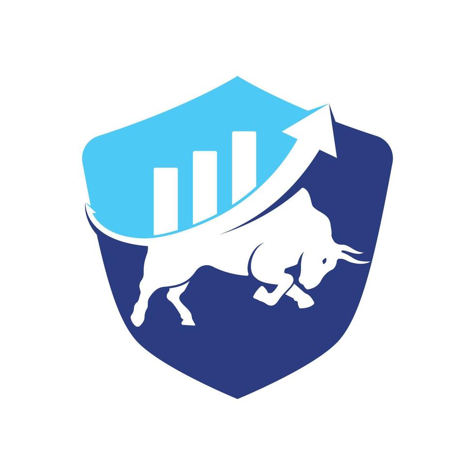 Bull with chart bar logo design. Finance vector logo design.