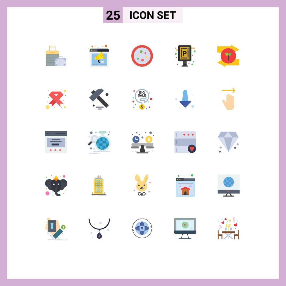 Group of 25 Flat Colors Signs and Symbols for board parking webpage car lab Editable Vector Design Elements
