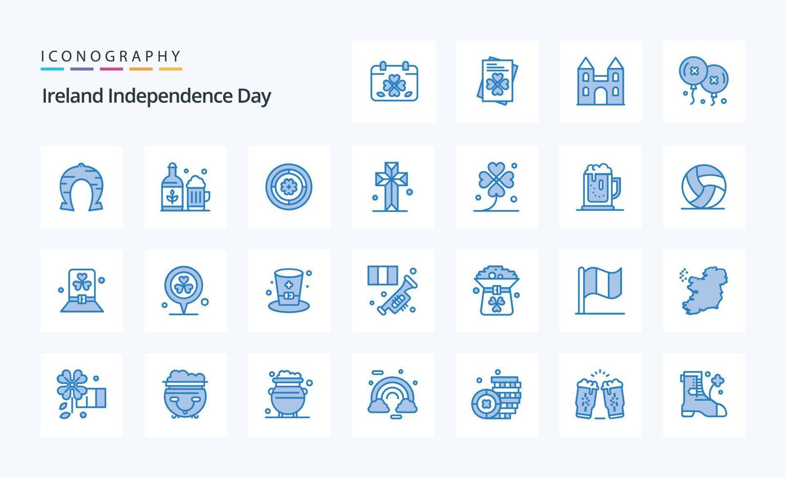 25 Ireland Independence Day Blue icon pack vector