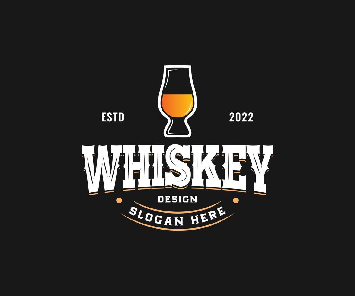 Whiskey Bourbon label logo design. Vintage beer, wine, and whiskey logo design template vector