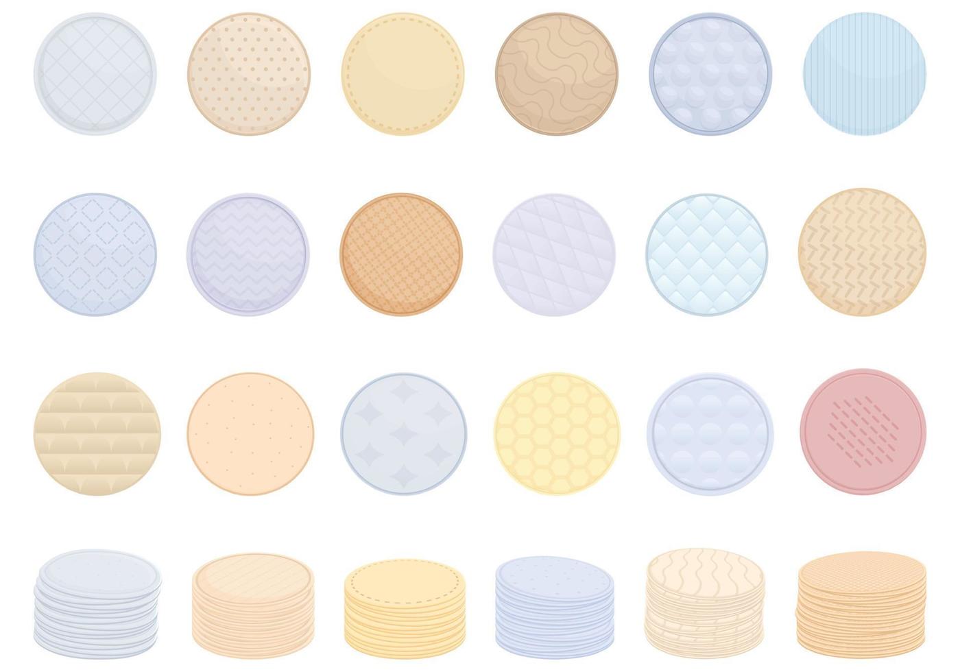 Cosmetic cotton pads icons set cartoon vector. Face material vector