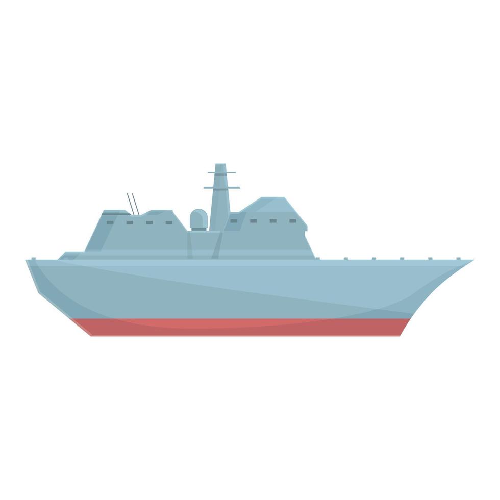 vector de dibujos animados de icono de buque de guerra de mar. barco militar