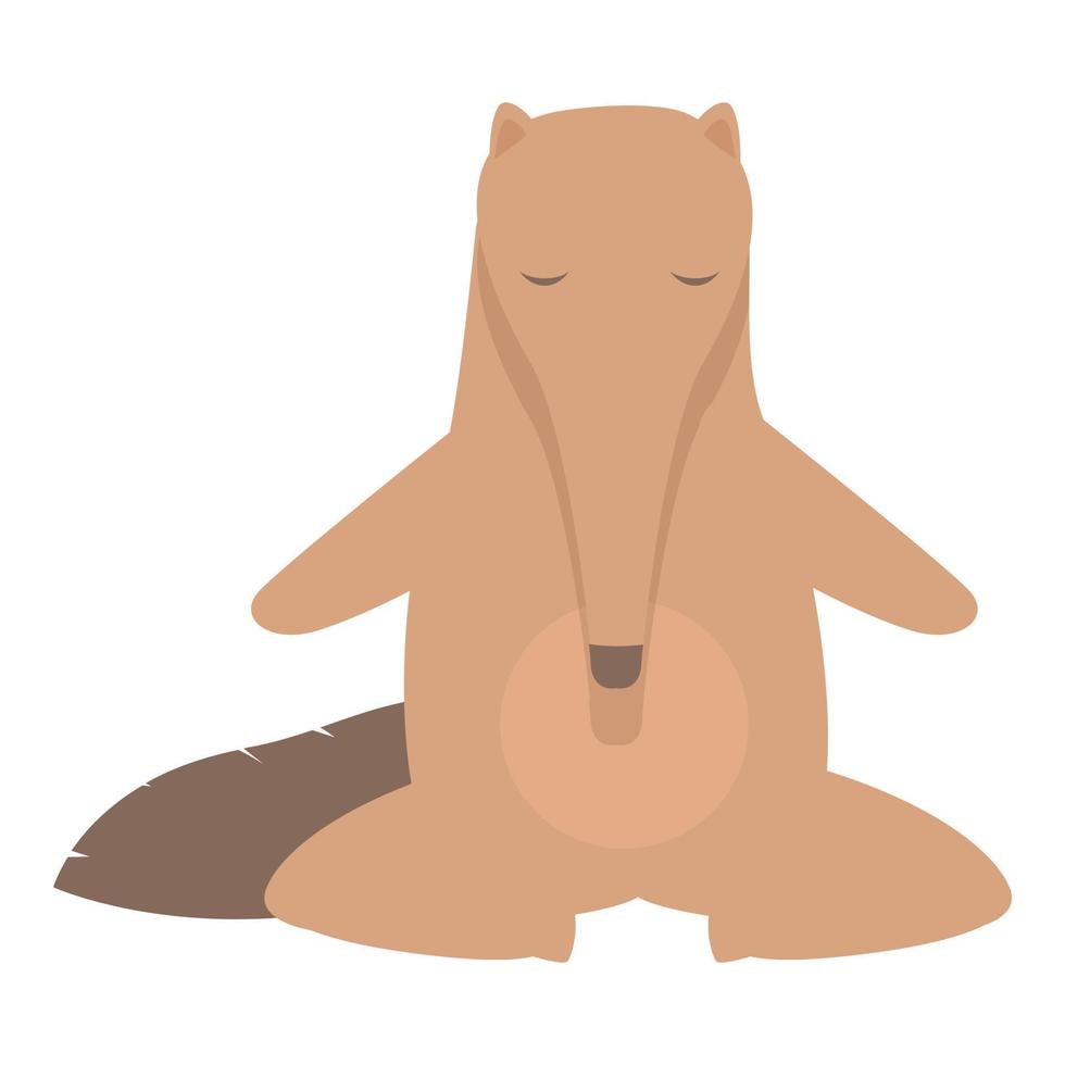 oso hormiguero meditar icono vector de dibujos animados. animal gigante