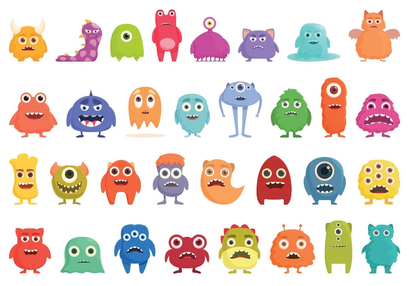 conjunto de iconos de monstruo vector de dibujos animados. trol de animales
