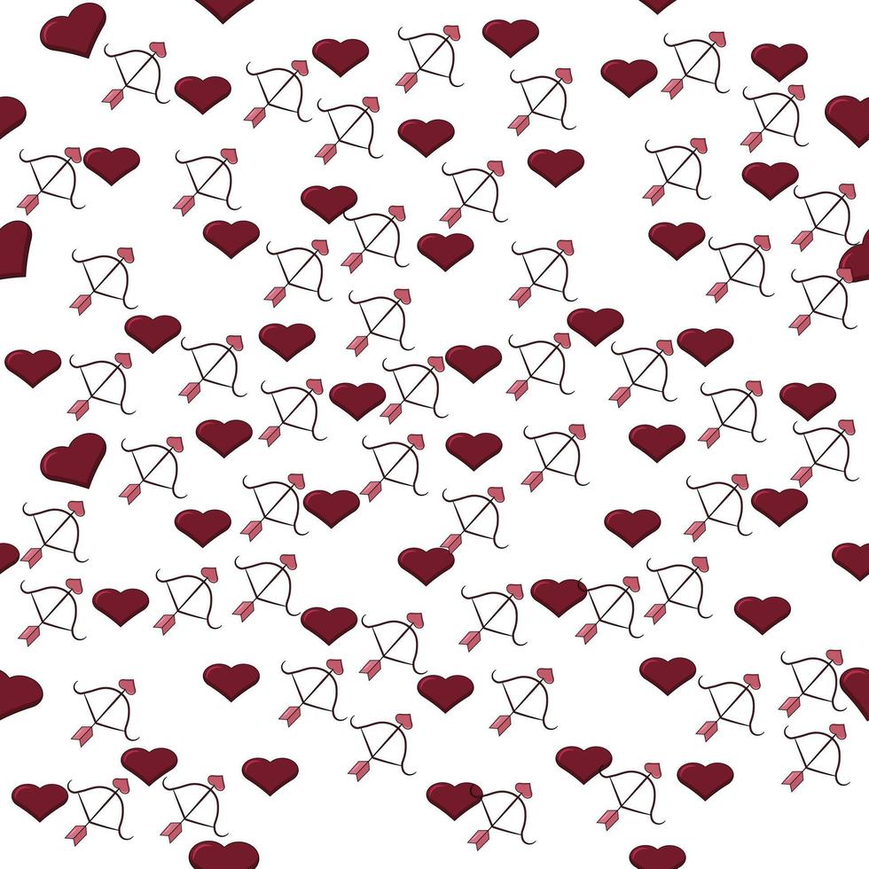 Repeated hearts drawn by hand. Cute seamless pattern. Endless romantic print. Vector illustration.