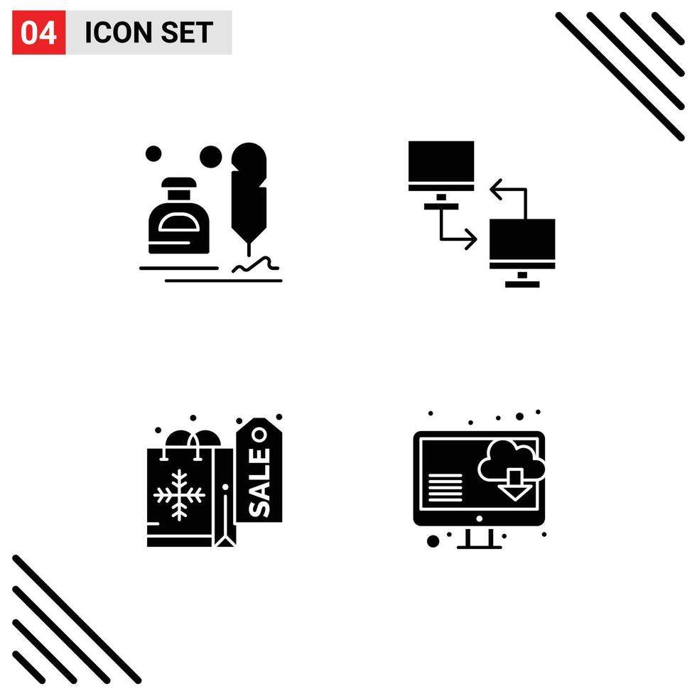 4 Creative Icons Modern Signs and Symbols of ink transfer letter file shopping Editable Vector Design Elements