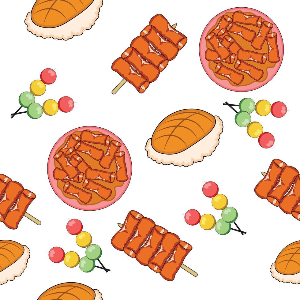 Korean street food, korean traditional food, asian food vector
