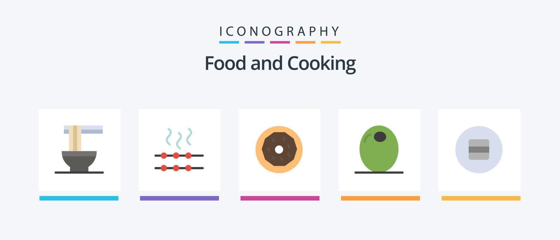 Food Flat 5 Icon Pack Including food. diet. donut. vegetable. food. Creative Icons Design vector