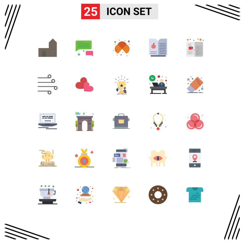 Stock Vector Icon Pack of 25 Line Signs and Symbols for coffee book atoms science lab Editable Vector Design Elements