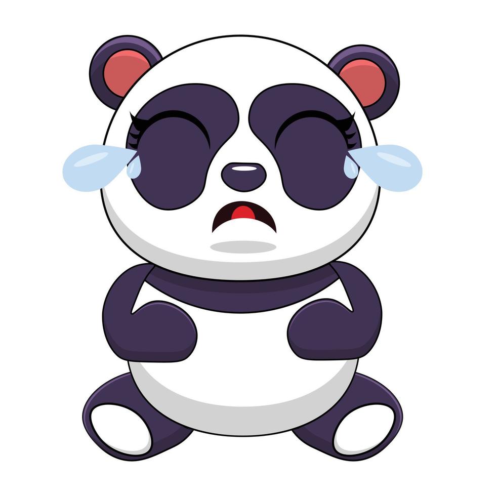 Cute Panda Laughing Cartoon Vector Icon Illustration. Animal Nature Icon Concept Isolated Premium Vector. Flat Cartoon Style