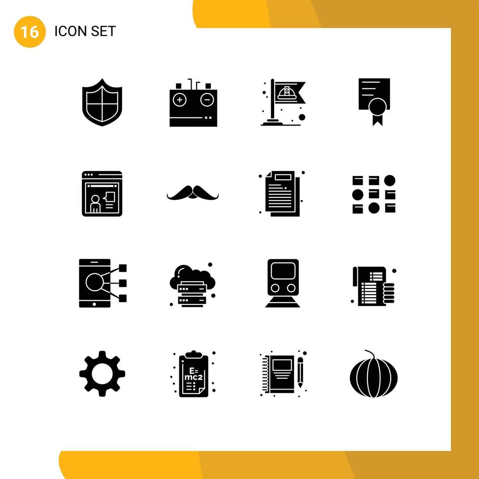 Pictogram Set of 16 Simple Solid Glyphs of discussion consulting communist school certificate Editable Vector Design Elements