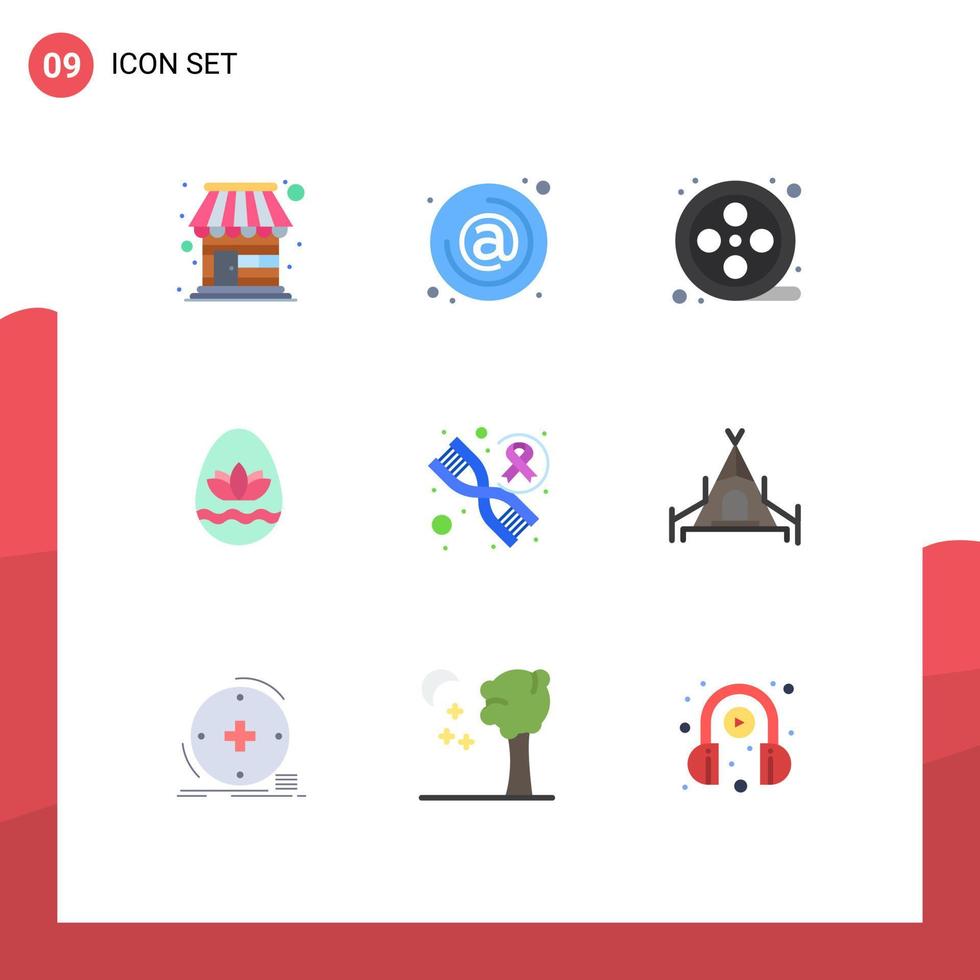 Universal Icon Symbols Group of 9 Modern Flat Colors of genetics holidays mail holiday easter egg Editable Vector Design Elements