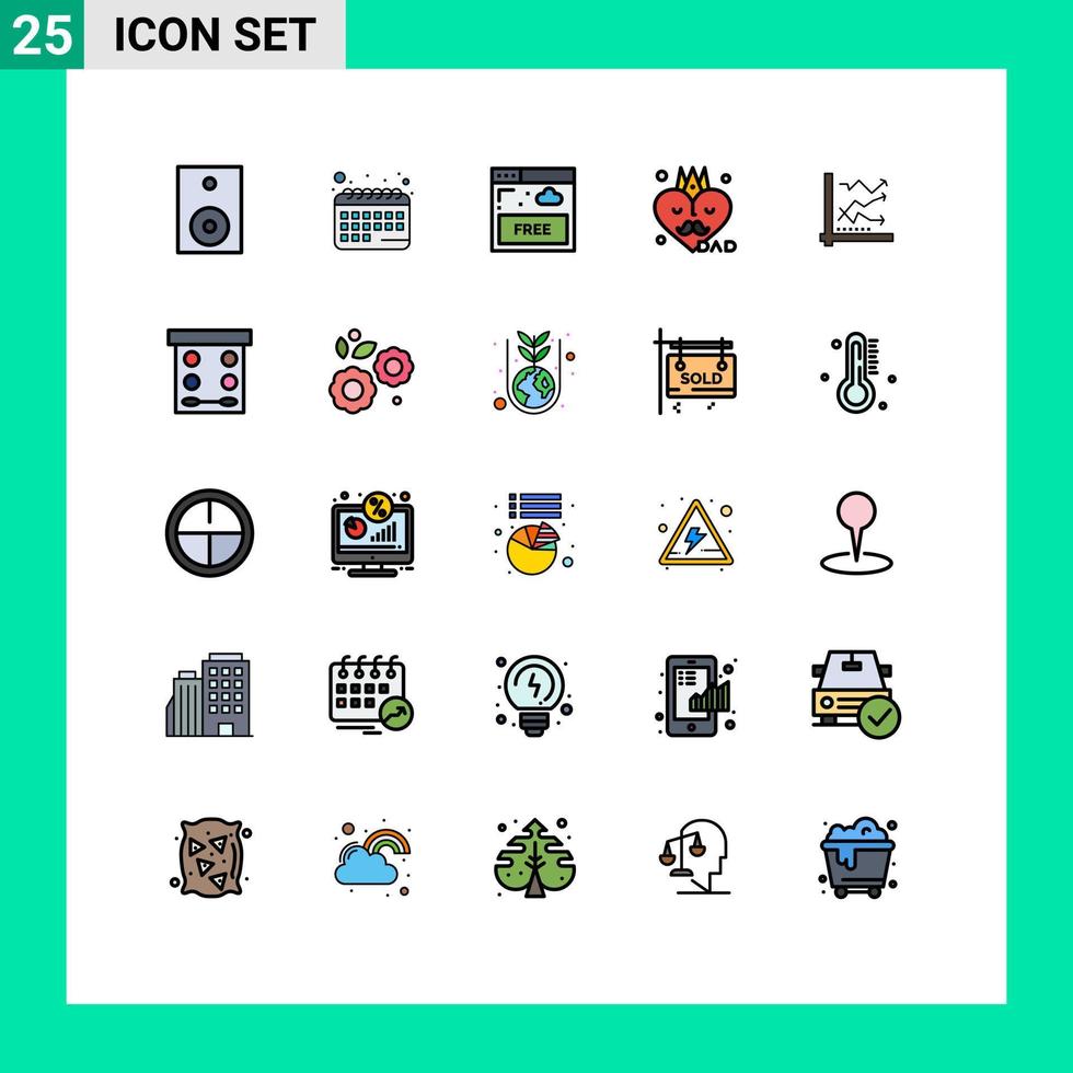 User Interface Pack of 25 Basic Filled line Flat Colors of analysis fathers day access father accessories Editable Vector Design Elements