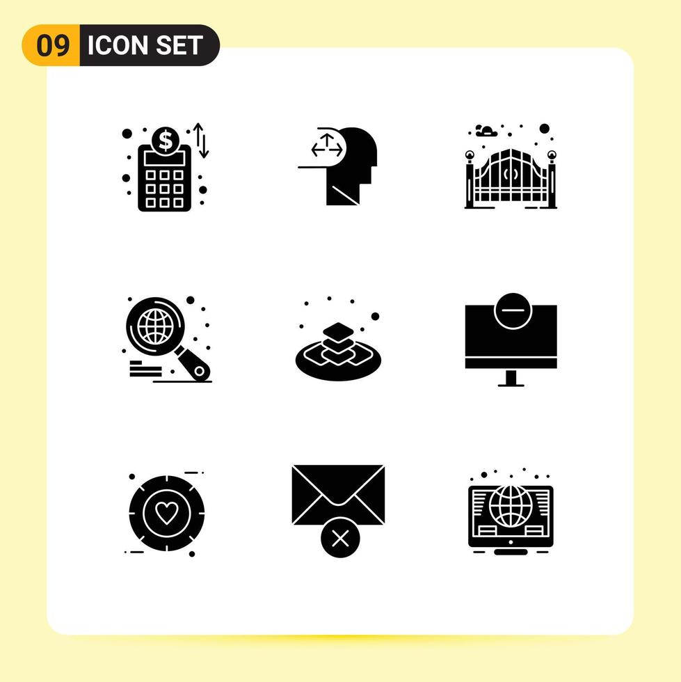 9 Universal Solid Glyph Signs Symbols of islamic plate gate sweet internet Editable Vector Design Elements