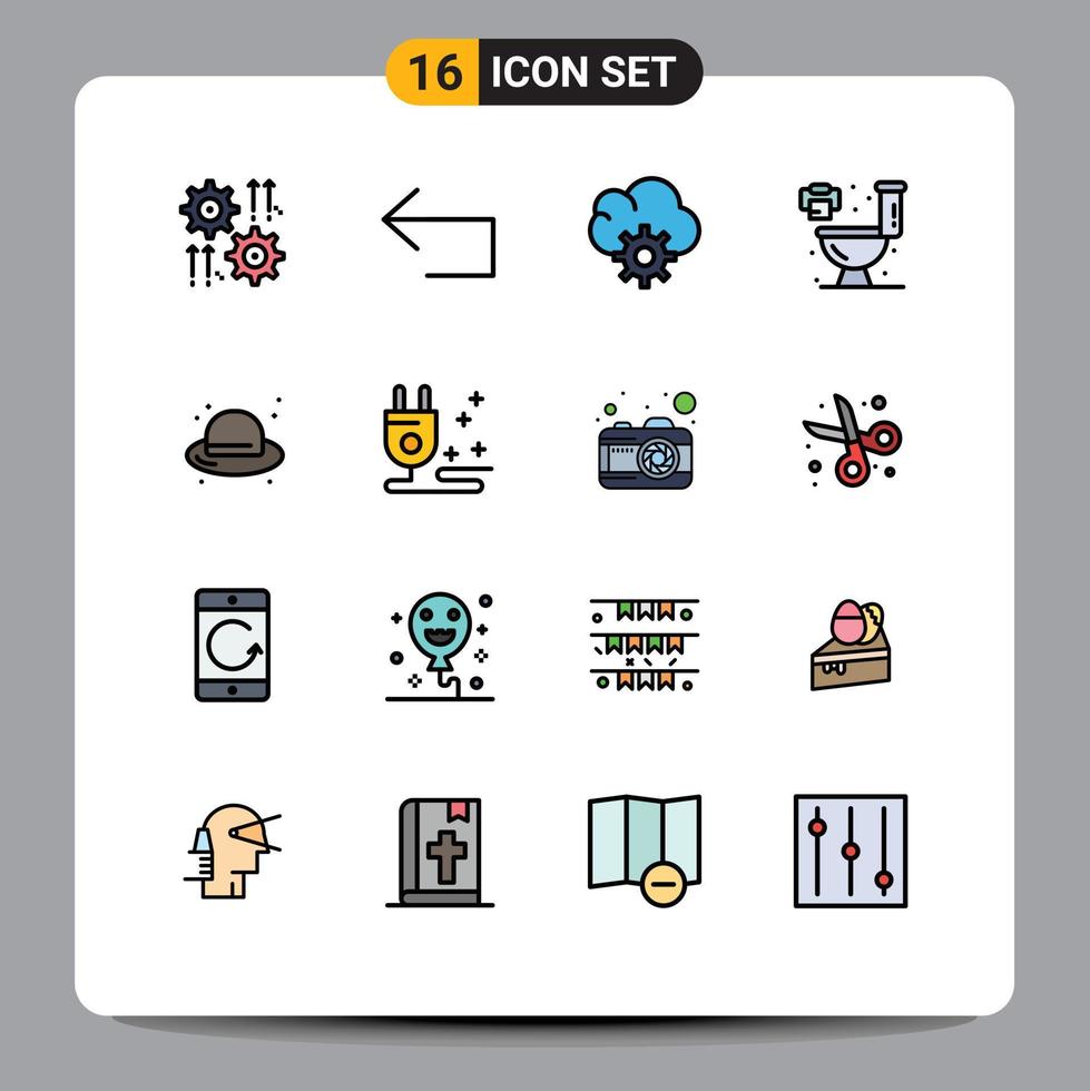 16 User Interface Flat Color Filled Line Pack of modern Signs and Symbols of hat beach reply toilet home Editable Creative Vector Design Elements