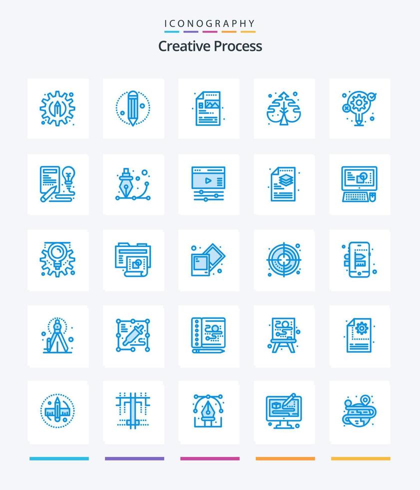 Creative Creative Process 25 Blue icon pack  Such As creative. book. leaf. process. gear vector
