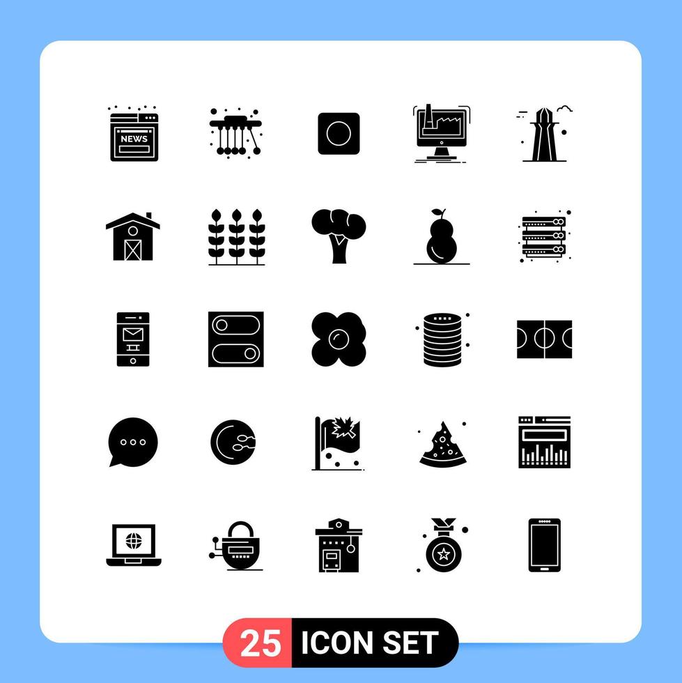 User Interface Pack of 25 Basic Solid Glyphs of canada tower canada browser product manufacturing Editable Vector Design Elements