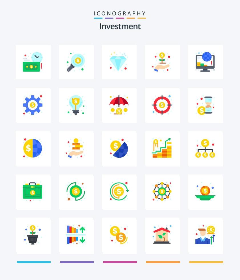 Creative Investment 25 Flat icon pack  Such As payment. investment. investment. growth. investment vector