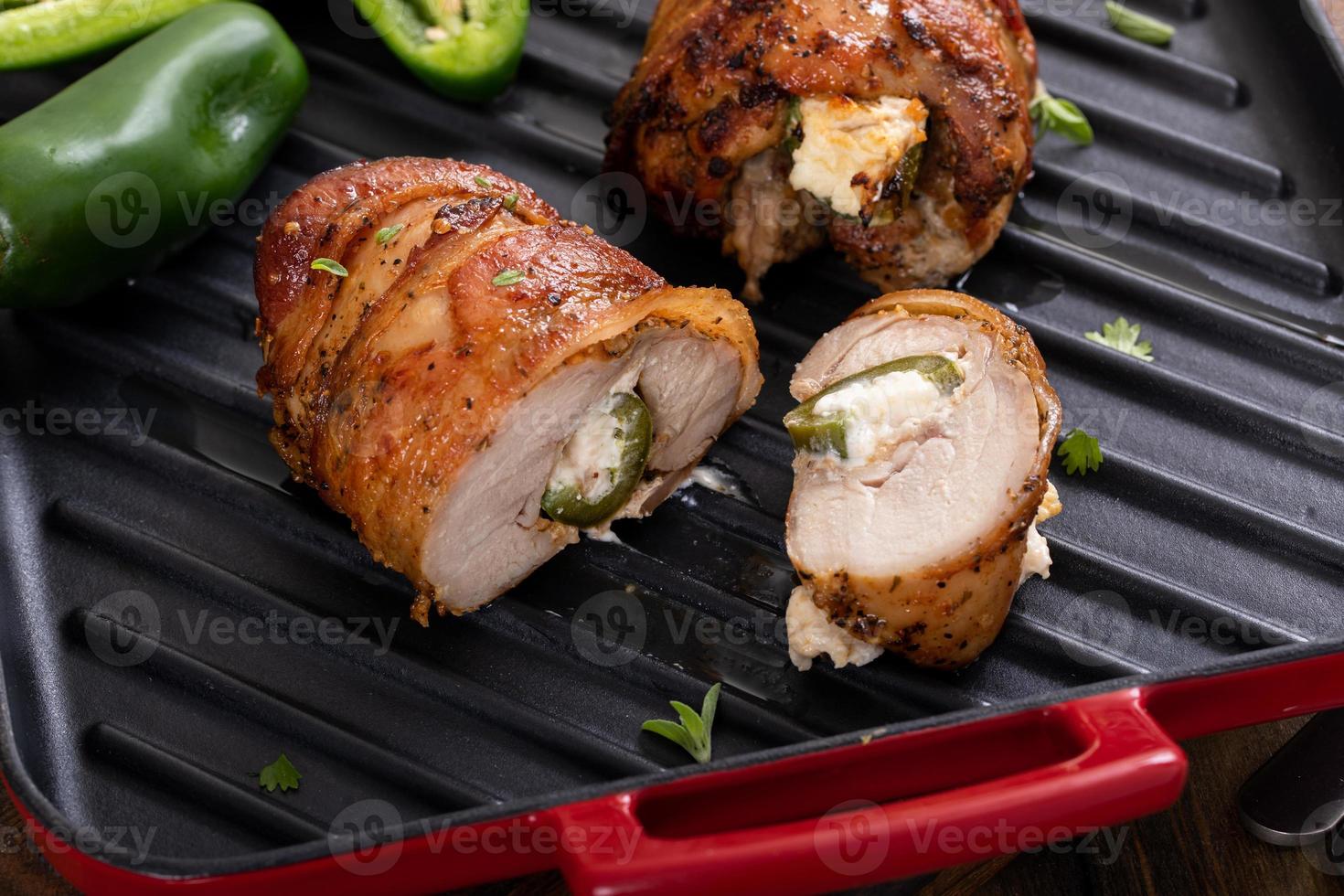 Jalapeno popper chicken breast wrapped with bacon photo