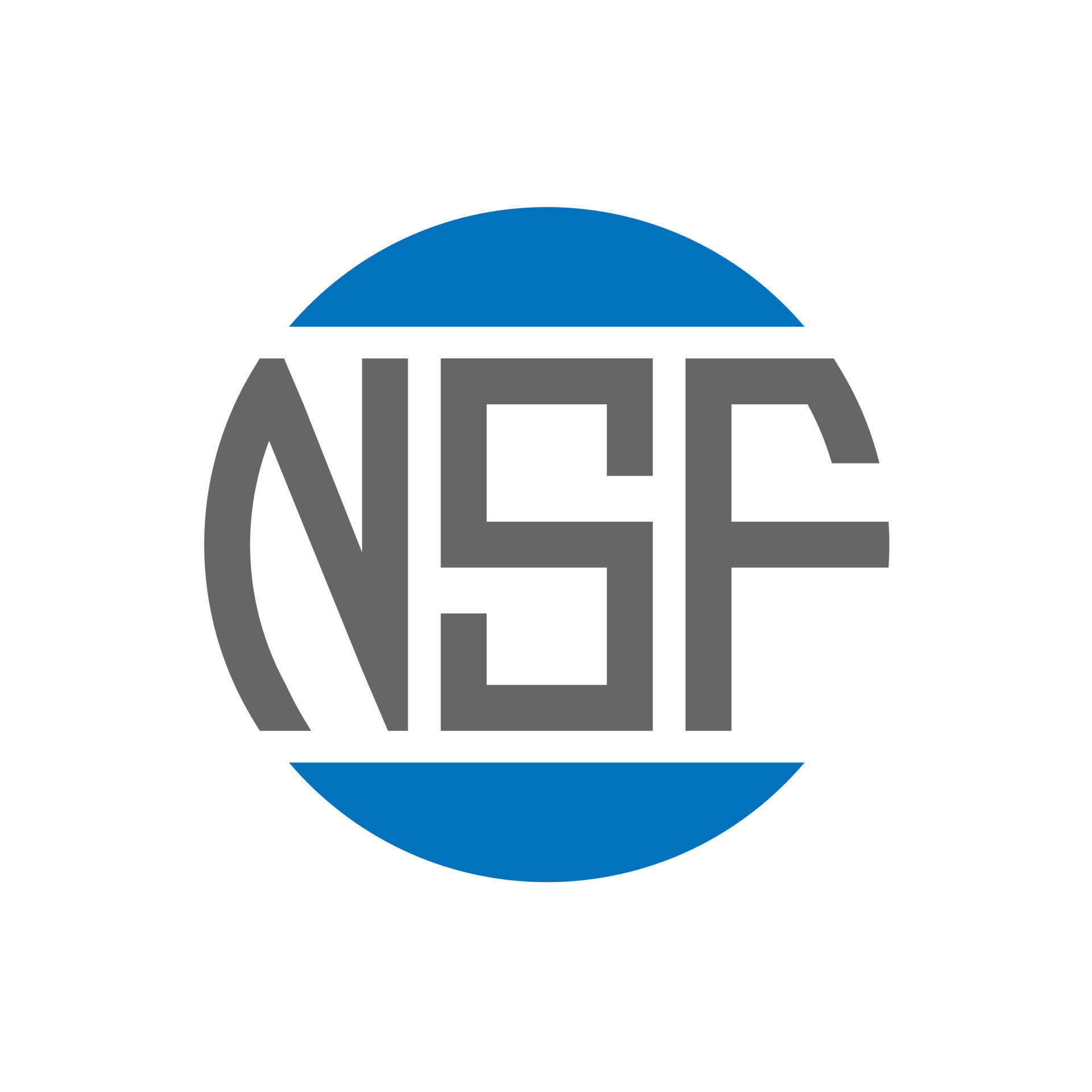 NSF letter logo design on white background. NSF creative initials