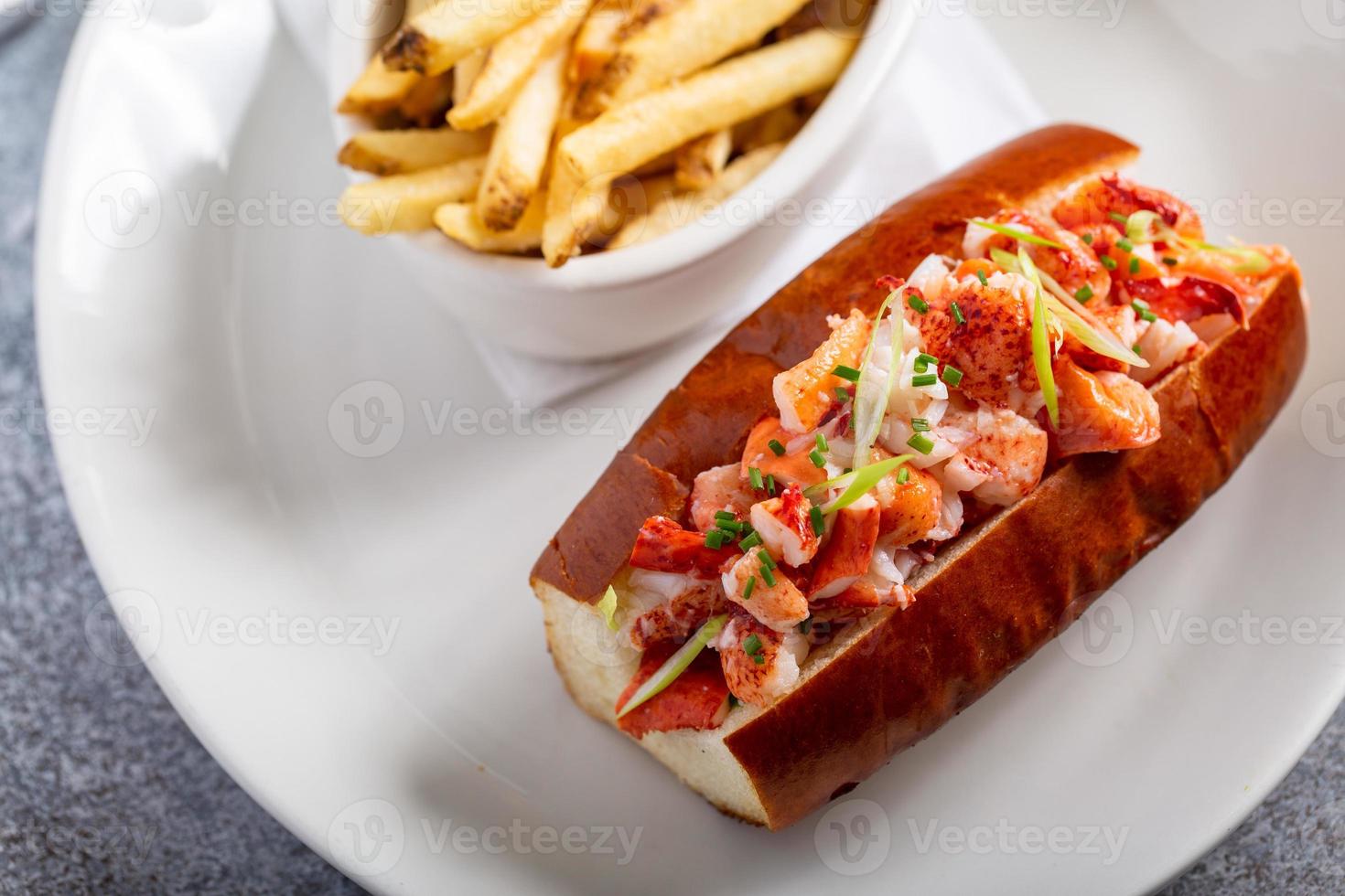 Lobster roll with fries for lunch or dinner photo