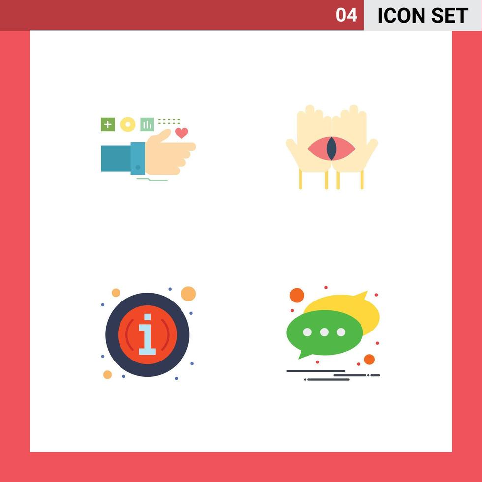 Modern Set of 4 Flat Icons and symbols such as monitoring occult heart destiny info Editable Vector Design Elements