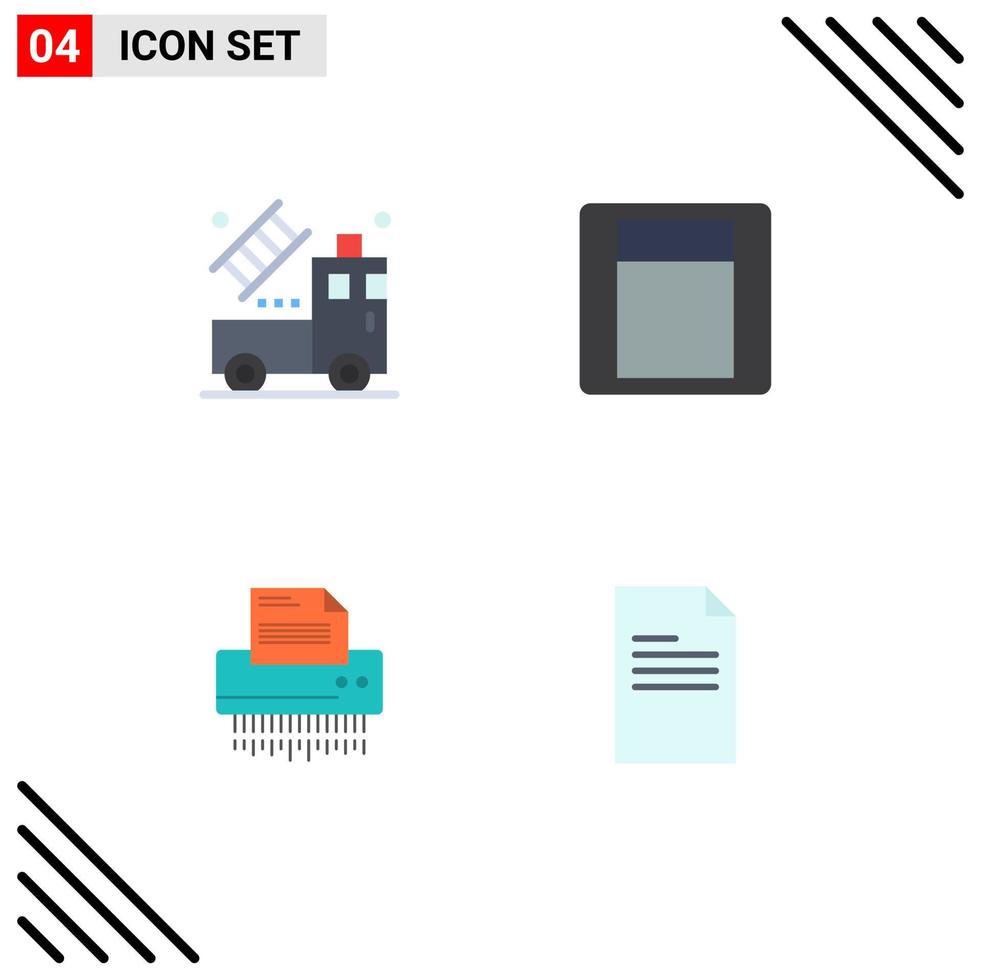 Universal Icon Symbols Group of 4 Modern Flat Icons of car data transparent toggle information Editable Vector Design Elements