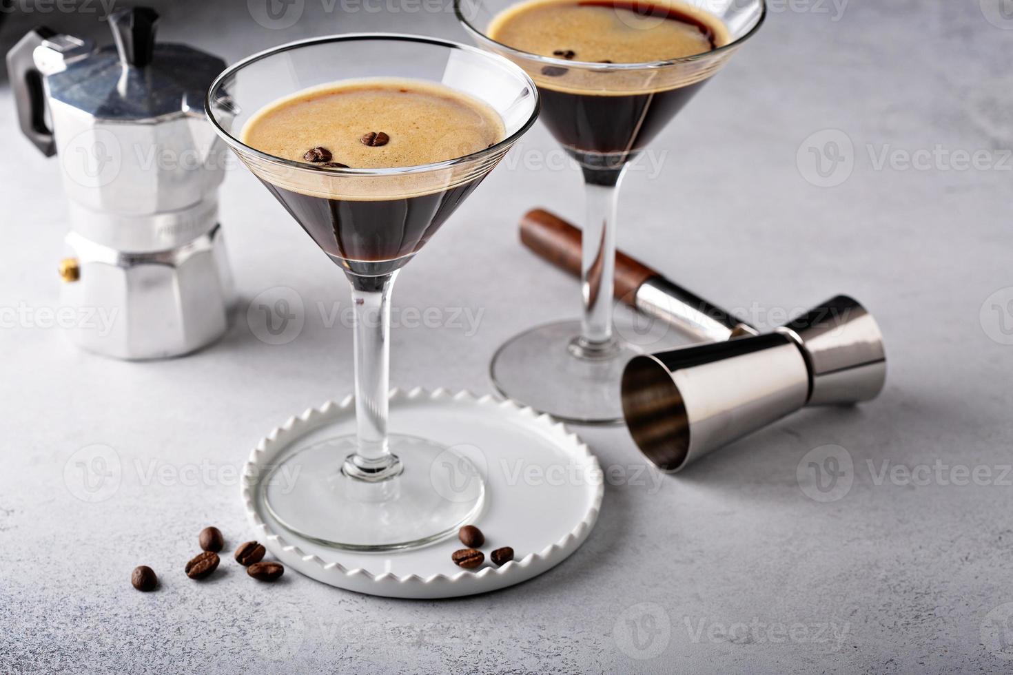 Espresso martini in two glasses photo